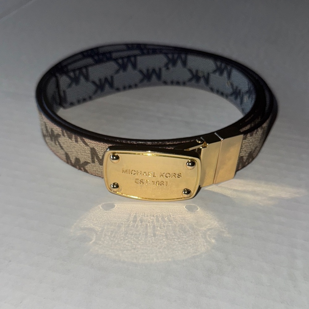 *LIKE NEW* Stunning Michael Kors Monogram Belt with Gold Buckle:SIZE L